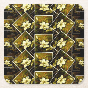 Dessous-de-verre Carré En Papier Mashup vintage de peinture encadrée de Magnolia B