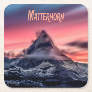 Dessous-de-verre Carré En Papier Matterhorn Mountain Europe Alpes Suisse Italie