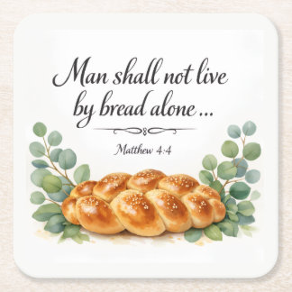 Dessous-de-verre Carré En Papier Matthew 4:4 Challah Board, Messianic Jewish Gift