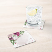 Dessous-de-verre Carré En Papier mauve rose fleurs blanches botaniques (En situation)