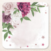 Dessous-de-verre Carré En Papier mauve rose fleurs blanches botaniques (Devant)