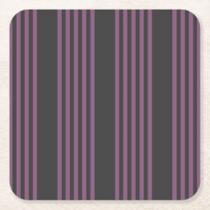Dessous-de-verre Carré En Papier Mauve violet et charbon de bois cinq bandes motif
