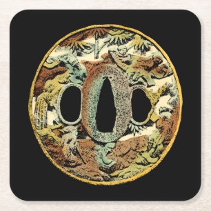 Dessous-de-verre Carré En Papier Médaillon asiatique doré par le studio de vision