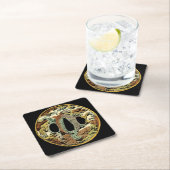 Dessous-de-verre Carré En Papier Médaillon asiatique doré par Vision Studio (En situation)