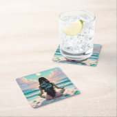 Dessous-de-verre Carré En Papier Méditation Harmonie sur la plage (En situation)