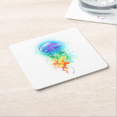 Dessous-de-verre Carré En Papier Méduse arc-en-ciel (Incliné)