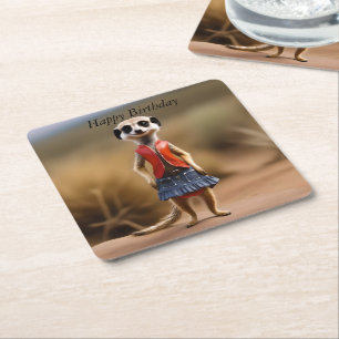 Dessous-de-verre Carré En Papier Meerkat Adolescent En Jupe Et Veste,