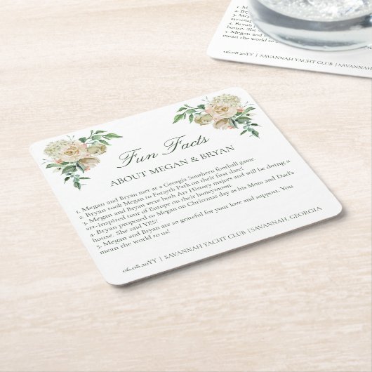 Dessous-de-verre Carré En Papier Megan Elegant Mariage Réception Fun Faits (Incliné)