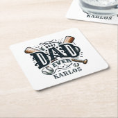 Dessous-de-verre Carré En Papier Meilleur papa de baseball (Incliné)