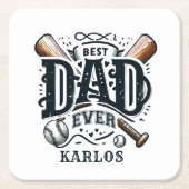 Dessous-de-verre Carré En Papier Meilleur papa de baseball (Devant)