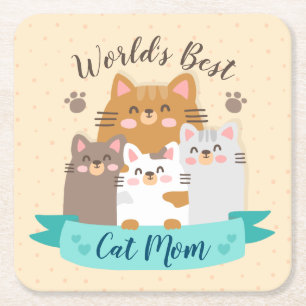 Dessous-de-verre Carré En Papier Meilleure maman de chat du monde - Cute Kittens