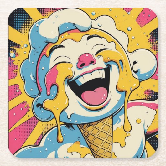 Dessous-de-verre Carré En Papier Melting Joy – Ice Cream Pop Art Explosion (Devant)