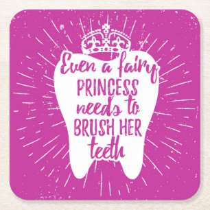 Dessous-de-verre Carré En Papier Même dents féeriques de princesse Needs To Brush