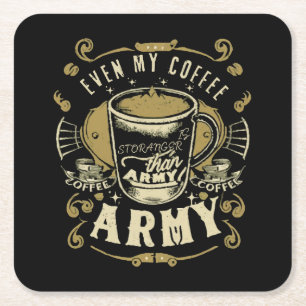 Dessous-de-verre Carré En Papier Même mon café est plus fort que l'armée