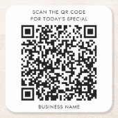 Dessous-de-verre Carré En Papier Menu Nom commercial et Code QR (Devant)