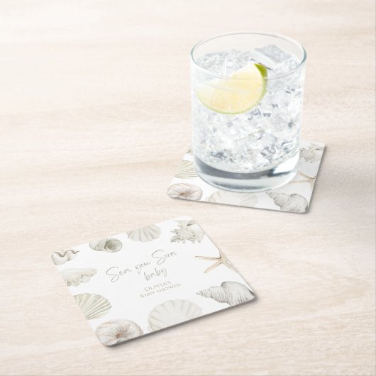 Dessous-de-verre Carré En Papier Mer bientôt baby shower (En situation)