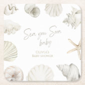 Dessous-de-verre Carré En Papier Mer bientôt baby shower (Devant)