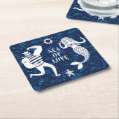 Dessous-de-verre Carré En Papier Mer d'affiche d'amour (Incliné)