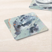 Dessous-de-verre Carré En Papier Mer polyphonique - Bleu (Incliné)