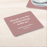 Dessous-de-verre Carré En Papier Merci de mariage personnalisé Gras Dusty Rose Retr<br><div class="desc">Gras minimaliste Dusty Rose Automne Rétro Simple personnalisé Merci Carré papier Dessous de verre</div>