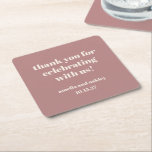 Dessous-de-verre Carré En Papier Merci de mariage personnalisé Gras Dusty Rose Retr<br><div class="desc">Gras minimaliste Dusty Rose Automne Rétro Simple personnalisé Merci Carré papier Dessous de verre</div>