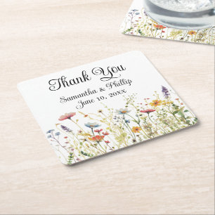 Dessous-de-verre Carré En Papier Merci dessous de verre mariage pour floral