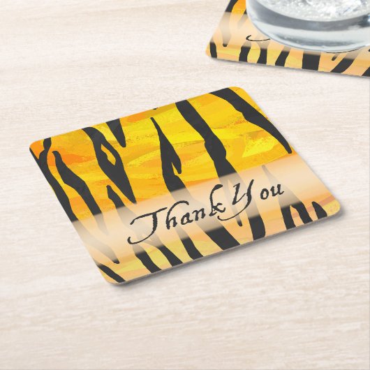 Dessous-de-verre Carré En Papier Merci en bande de tigre sauvage (Incliné)