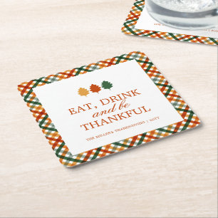 Dessous-de-verre Carré En Papier Merci Grateful Thanksgiving Party