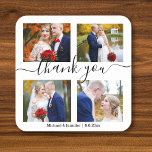 Dessous-de-verre Carré En Papier merci, minimum 4 photos collage mariage chic<br><div class="desc">élégant merci,  minimum quatre photos collage mariage dessous de verre</div>
