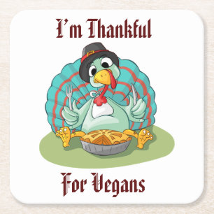 Dessous-de-verre Carré En Papier Merci pour les Vegans Thanksgiving Holiday Turquie