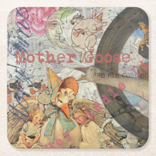 Dessous-de-verre Carré En Papier Mère Goose Nursery Rhyme Fairy Tale