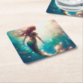Dessous-de-verre Carré En Papier Mermaid theme party custom party coasters (Incliné)