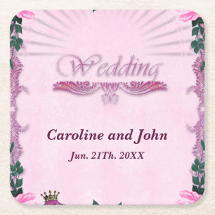 Dessous-de-verre Carré En Papier Merveilleuse rose roses