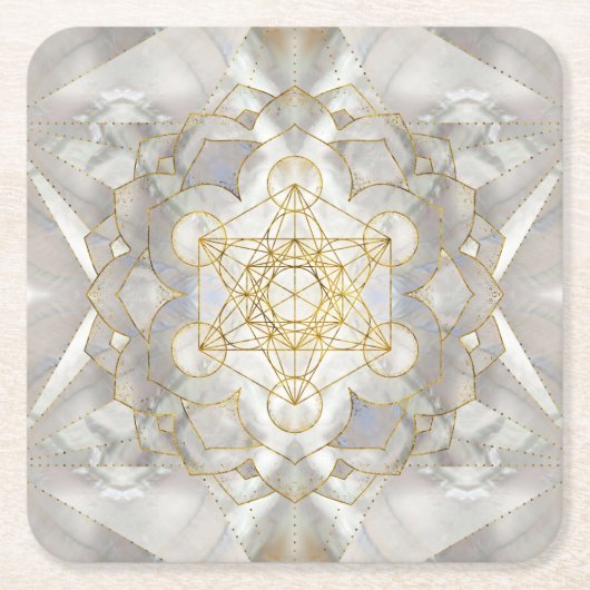 Dessous-de-verre Carré En Papier Métatron's Cube in lotus Sacred Geometry (Devant)