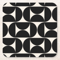 Mi-Siècle Moderne Motif Vintage Noir Et Blanc