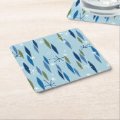 Dessous-de-verre Carré En Papier Mi-siècle Style moderne Bleu et vert Starburst (Incliné)