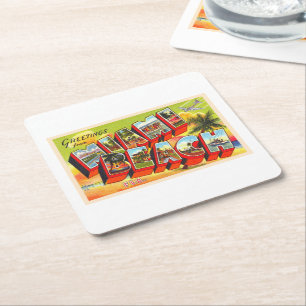 Dessous-de-verre Carré En Papier Miami Beach Florida Vintage grande lettre carte po