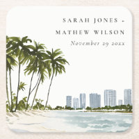Miami Florida Aquarelle Palm Mariage paysage