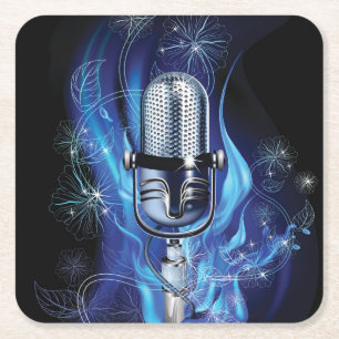 Dessous-de-verre Carré En Papier Microphone classique