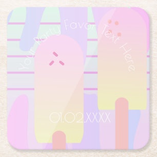 Dessous-de-verre Carré En Papier Mignon Glace Pastel Été Ombré