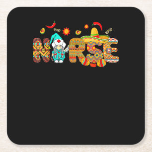 Dessous-de-verre Carré En Papier Mignon Gnome Amour Infirmière Cinco De Mayo Mexiqu