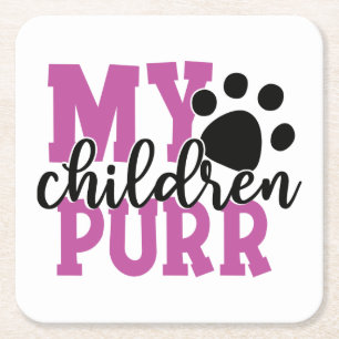 Dessous-de-verre Carré En Papier Mignonne Chat Maman Cadeaux Enfants Purr Kitty Paw