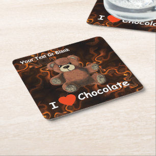 Dessous-de-verre Carré En Papier Mignonne I Coeur (Amour) Chocolat Teddy Ours