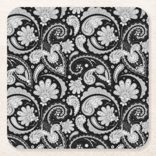 Dessous-de-verre Carré En Papier Mignons motifs cachemire noir blanc vintage