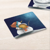 Dessous-de-verre Carré En Papier Mignons neiges dans Starry Night Noël (Incliné)