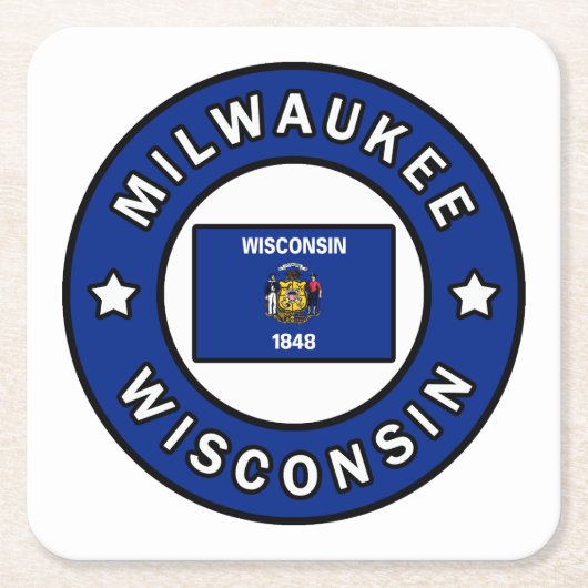 Dessous-de-verre Carré En Papier Milwaukee Wisconsin (Devant)