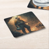 Dessous-de-verre Carré En Papier Mines dangereuses (Incliné)