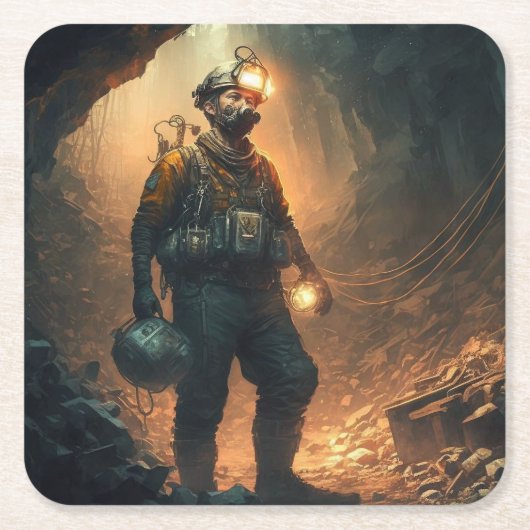 Dessous-de-verre Carré En Papier Mines dangereuses (Devant)