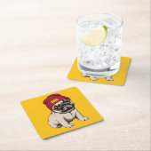 Dessous-de-verre Carré En Papier Mini carlin de hippie de chiot (En situation)