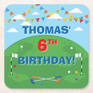 Dessous-de-verre Carré En Papier Mini Golf Putt Putt Boys Anniversaire